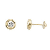 Pendientes Oro Amarillo Brillo con Circonita